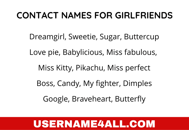 Cute & Lovely Contact Names For Girlfriends (GF) in Phone