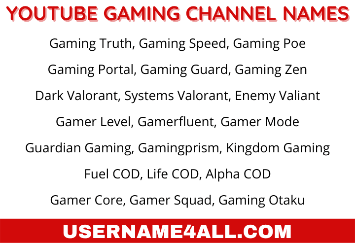 gaming channel names ideas, Best 50  channel name list