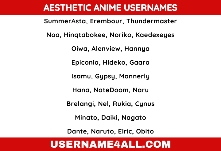Anime Usernames: 999+ Cool Anime Username Ideas