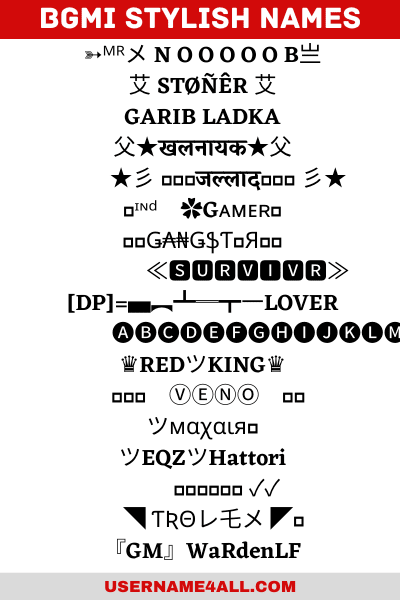 How to get stylish BGMI names with symbols via nickname generator
