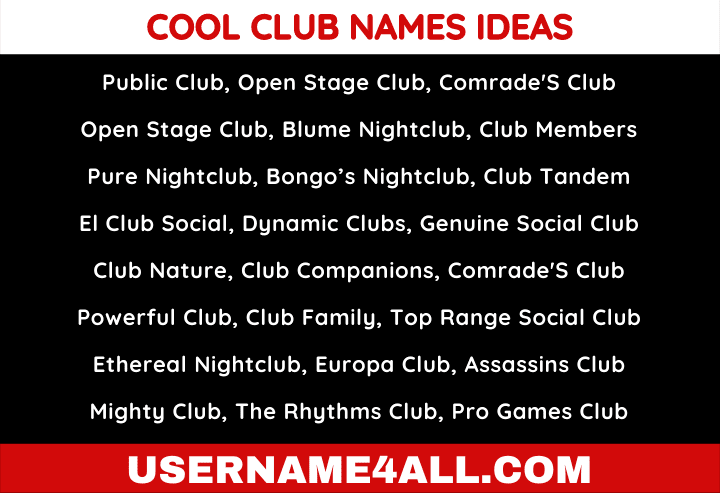 500 Cool Club Names Ideas Girls Club Night Club Dance Club 