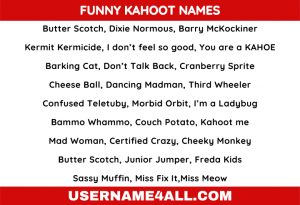 Funny Kahoot Names