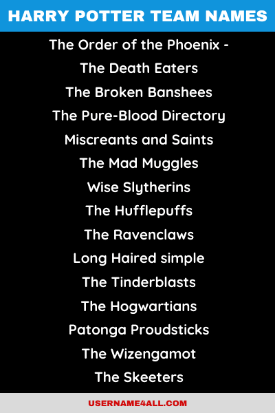 Top 350 Harry Potter Trivia Team Names Ideas And Generator