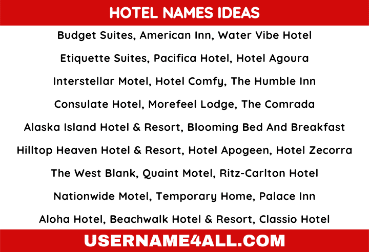 1000 Unique Creative Hotel Names Ideas To Attract People