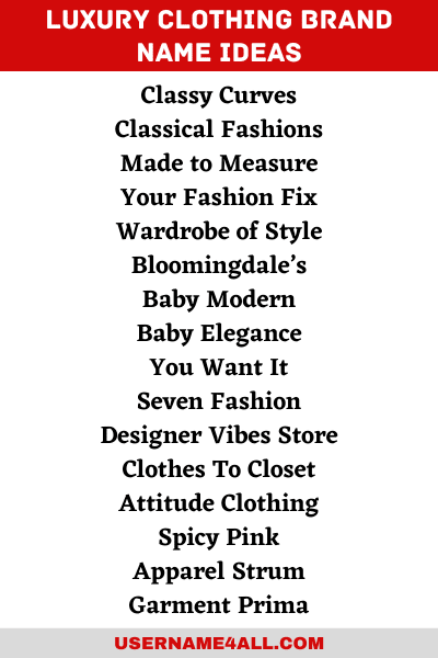 fashion brand names list