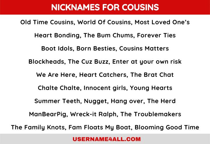  500 Cute And Funny Nicknames For Cousins Username4All